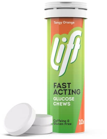 Lift Fast-Acting Glucose Chewable Energy Tablets, Orange, 12 Pack of 10-Tablet Tubes