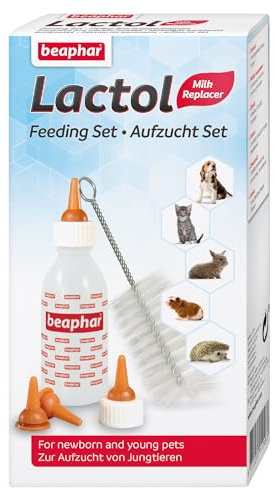 Beaphar | Lactol Feeding Set Accessories | For use with Milk Replacer | Helps feed New-born & Weaning Kittens, Puppies & Small Animals | Pack Contains 1 Bottle, 6 Teats & 1 Cleaning Brush