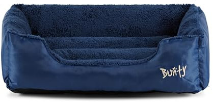 Bunty Deluxe Dog Bed - Small to XXL Calming Washable Dog Bed - Non-Slip Base, Raised Walls, Fleece Lined Interior, Plush Cushioning, Insulates & Retains Heat - Medium, Blue