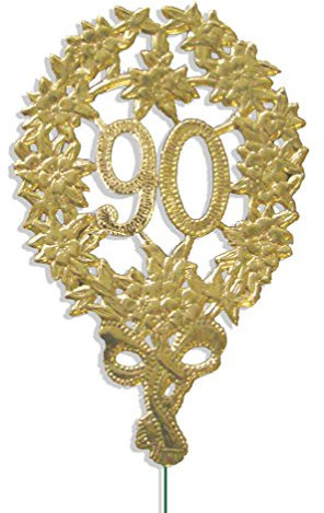 Kunze A014041901 Jubiläumszahl 90 mit Haltedraht, 10 Stück, Gold, 8 x 12 cm