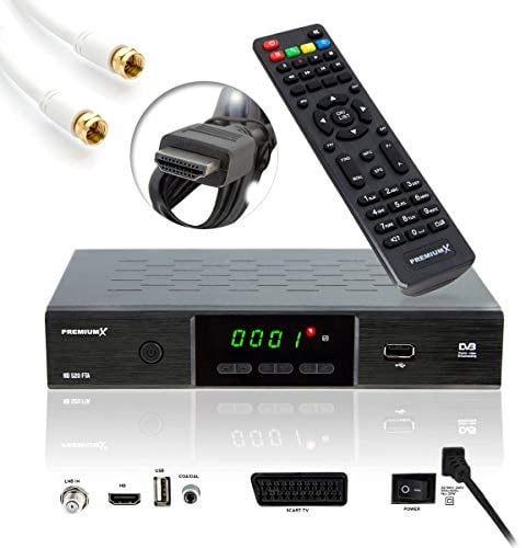 Premium X HD 520SE-B FTA Digital Satelliten Receiver DVB-S2 FullHD SAT | Empfänger HDMI SCART USB Mediaplayer Antennen-Kabel 1,5m