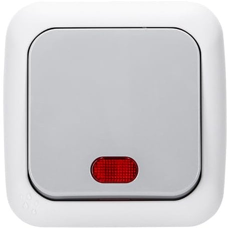 EGB Feuchtraum Taster beleuchtet, hell-grau, robustes Gehäuse, IP54, Ideal für Keller, Waschraum uvm.