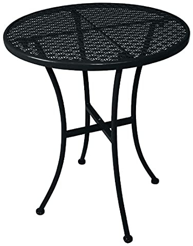 Bolero Runder Bistrotisch mit Stahlmuster, 600 mm, Schwarz, Stahlrahmen und -platte, Tisch für drinnen und draußen, Größe: 710 (H) x 600 (B) x 600 (T) mm, GG705