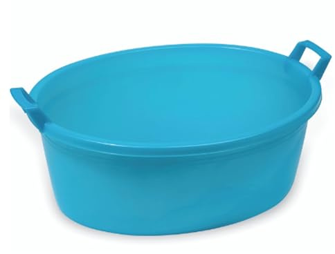 Ecoplast | Bacinella Bucato Tonda, Cesta Portabiancheria in Plastica 100 Lt, Azzurro, ø79x58,5x30, Made in Italy