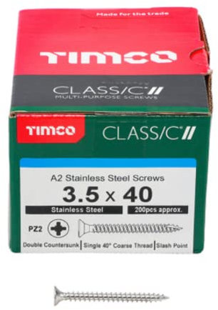 TIMCO Vis multi-usages classique 3,5x40 Inox A2 Boîte de 200