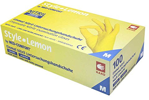 100 Nitril Handschuhe in Gelb Style Lemon von Ampri, puderfrei Gr. L