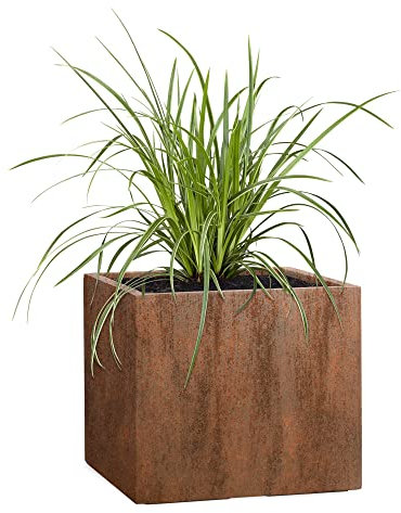 Pflanzwerk® Maceta Cube Tostado Marrón 30x34x34cm *Resistente a Las heladas* *Protección UV* *Calidad Europeo*