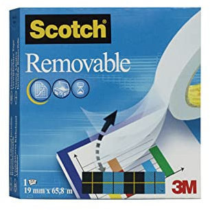 Scotch Magic 911 Ruban invisible repositionnable en boîte individuelle 19 mm x 66 m