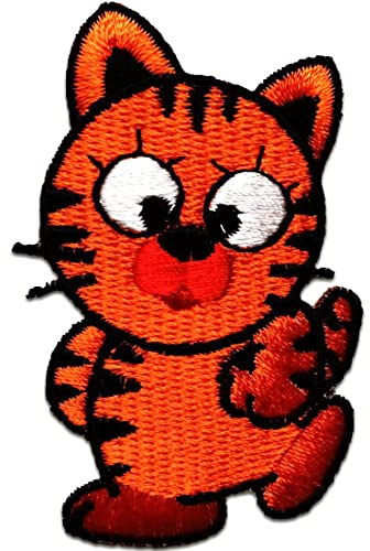 Catch the Patch Katze Aufnäher zum Aufbügeln 4,2 x 7 cm Bügelbild für Kinder Mädchen mit Lieblingstier Wild, Bügelpatch Patches Bügelflicken