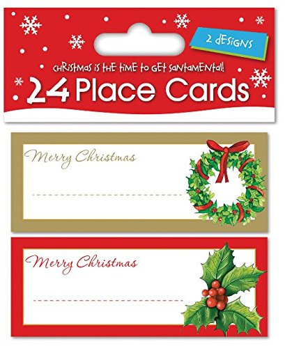 24 x Christmas Xmas Place Cards Table Name Settings - 2 Designs to Choose, Traditional