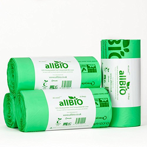 AllBIO - Bolsas de basura (40 L, 100% biodegradables y compostables, 40 L)