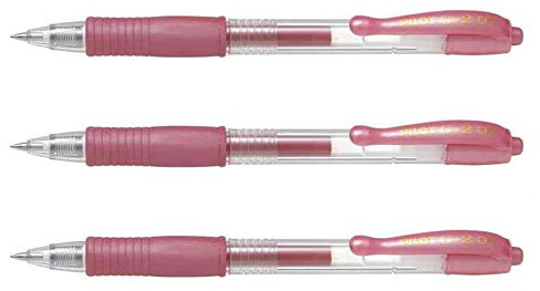 Pilot Set (3 Stifte Schreibender Gel G2 07 Metallic, Metallic-Rosa