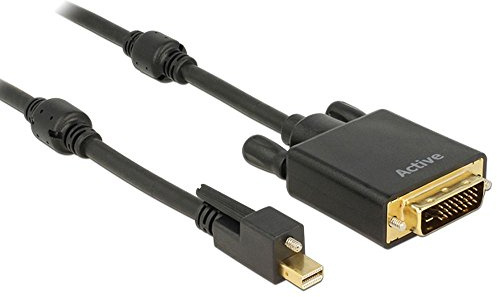 Delock 83727 Kabel mini Displayport 1.2 Stecker mit Schraube auf DVI Stecker 4K Aktiv 3 m schwarz