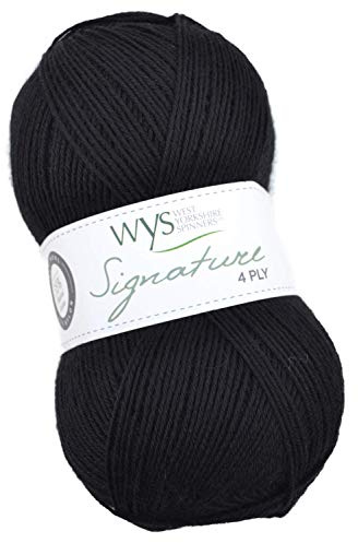 WYS Sockenwolle Signature 4ply Cocktail Range Sock Yarn 099 – Liquorice, 100g Wolle, Sockenwolle Mit Bluefaced Leicester Wolle