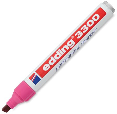 edding 3300 Permanentmarker - pink - 1 Stift - Keil-Spitze 1-5 mm - schnell trocknender Permanent Marker - wasserfest, wischfest - für Karton, Kunststoff, Holz, Metall - Universalmarker