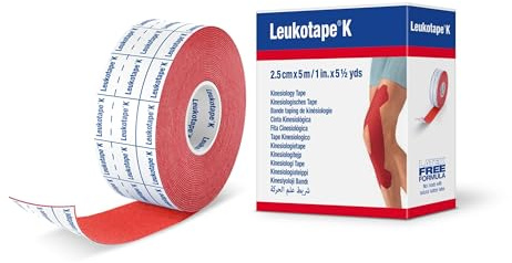 Leukotape K Kinesio Tape 2,5cm x 5m rot Sport Physio Finger Daumen