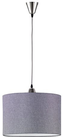 Trio Leuchten LED Pendelleuchte Cosinus 306500107, Metall Nickel matt, Stoffschirm grau, exkl. 1x E27