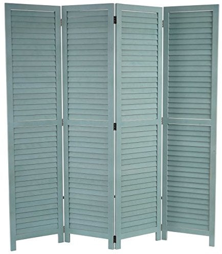Mendler Paravent HWC-C30, Raumteiler Trennwand Sichtschutz, Shabby-Look Vintage, 170x160cm - grün