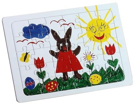 Ursus 8250000 - Blanko Puzzle, weiß, zum Ausmalen, ca. 21 x 29 cm, 30 Teile, mit Legerahmen, ideal für viele Mal- und Zeichentechniken geeignet