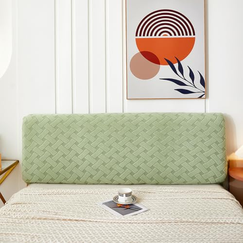 JANMEYO Headboard Cover Solid Elastic Headboard Wrap All-Inclusive Headboard Dust Cover Headboard Slipcover Modern Universal Headboard Protector Cover Bedroom Decoration-Green||220cm