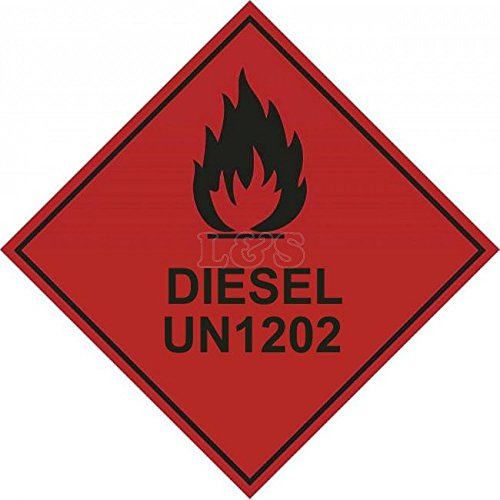 Diesel UN1202 Hazard Warning Diamond Label 100mm x 100mm - Self Adhesive