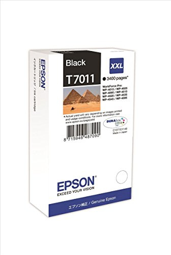 Epson T7011 Black Genuine, XXL High Yield Ink Cartridge DuraBrite Ultra