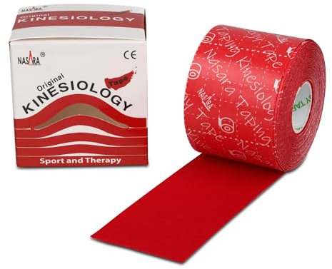 Nasara Original Kinesiologie Physio Tape für Sport und Medizin, Rollengröße 5cm x 5m, Rot