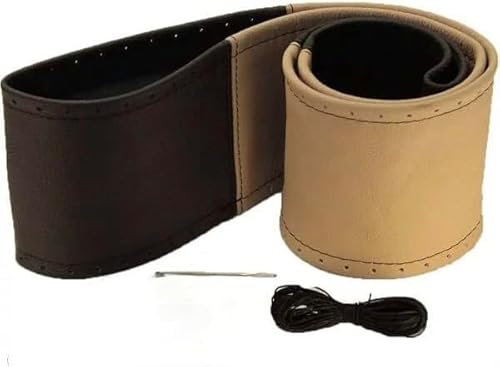 Lenkradbezug schwarz beige echt Leder 37-39 cm zum Schnüren Lenkrad Schoner