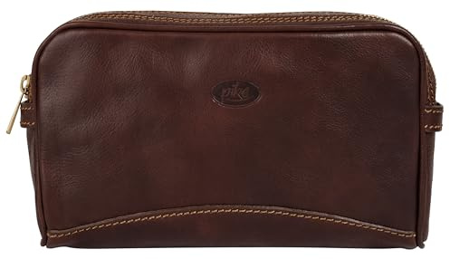 PIKÉ Kulturtasche Echt Leder Herren Made in Italy | Elegante Kosmetiktasche | Lederetui mit 2 Hauptfächern