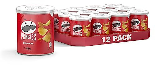 Pringles Original (12 x 40 g) – der unwiderstehliche Snack-Klassiker in der praktischen Dose – knackige Chips mit Salz – Pop. Play. Eat.