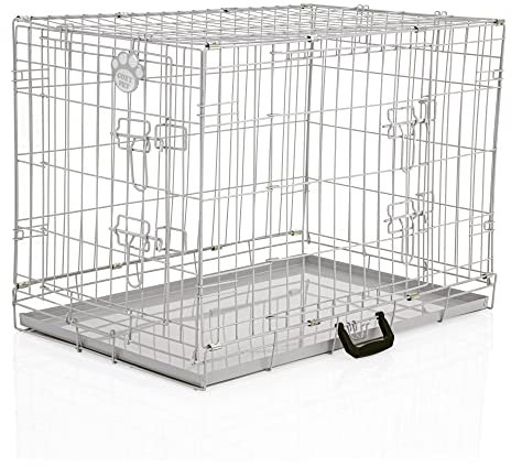 COZY PET Dog Cage 30 Light Grey Metal Tray Folding Puppy Crate Cat Carrier Dog Crate. DC30G