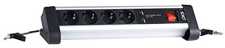 IOIO Premium Aluminium 4 Fach Tisch Steckdosenleiste mit USB-Ladervorrichtung (2X USB-Ports)