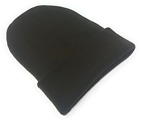 Beanie Hat Mens Ladies Womens Unisex Slouch Winter Woolly Turn Up Knitted (Dark Green)