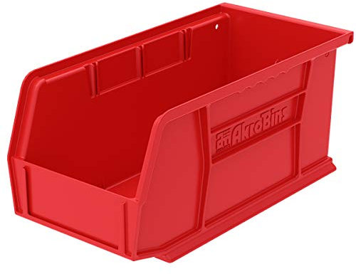 Akro-Mils 30230 AkroBins Plastic Hanging Stackable Storage Organizer Bin, 11-Inch x 5-Inch x 5-Inch, Red, 12-Pack