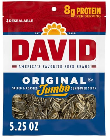 DAVID Sunflower Seeds, Original Flavor, 5.25 oz. (Pack of 12)