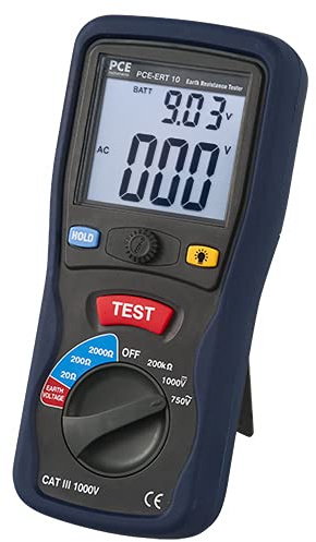 Erdungsmessgerät PCE-ERT 10 Erdwiderstand bis 2000 Ohm messen/mit Erdspannungsmessung/CAT III 1000 V