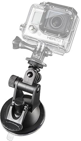 Mantona Saugnapfhalterung Mini Kompatibel mit Go Pro Hero 11 10 9 8 7 6 5 4, DJI Osmo Action, Insta360 Action-Kameras, Saugnapf Halterung mit 1/4 Gewinde perfekt für Windschutzscheibe und Fenster