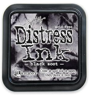 Ranger TIM19541 Tim Holtz Distress Stempelkissen, Schwarzruß, 7,5 x 7,5 x 7 cm, Black Soot