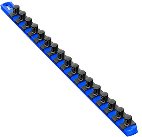 Ernst Manufacturing 18-Inch Socket Organizer with 17 1/2-Inch Twist Lock Clips, Blue (8405-Blue-1/2)