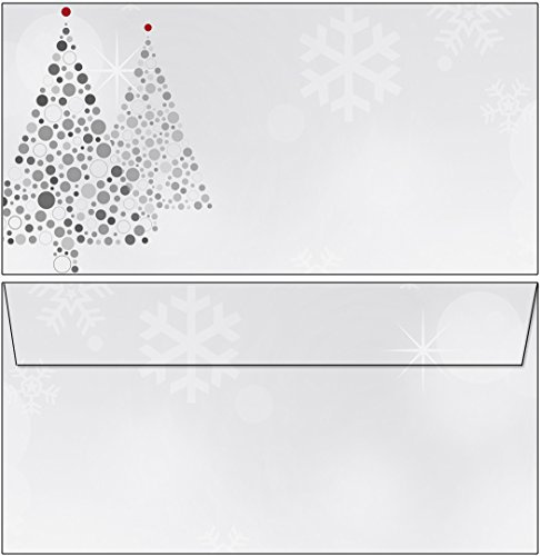 Briefumschläge Weihnachten Merry Christmas grau/rot 100 Stück Kuverts DIN lang ohne Fenster 6863