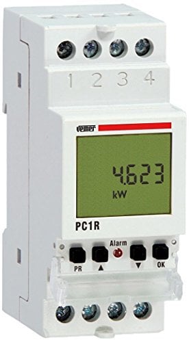 VEMER VE475000 PC1R - Centralina Controllo Carichi, Relè di Controllo per Impedire il Distacco dell'Interruttore Generale (Blackout), 1 Carico Non Prioritario Controllabile, Bianco