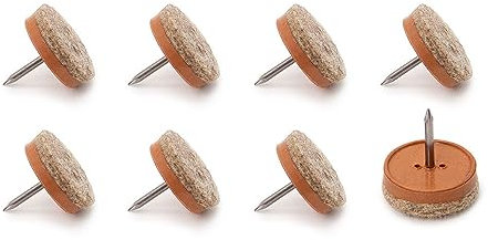 K.D.J. Brand Filzgleiter mit Nagel, Filzgleiter für Stühle, 8 Stück Stuhlgleiter, Möbelgleiter in braun, Ø 20 mm, 5 mm dick, 100% Wollfilz (Schafswolle), Filzgleiter rund – Made in Germany