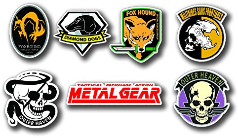 Metal Gear MSF, Diamond Dog, Outer Heaven, Fox Hound – Set mit 7 großen Aufklebern, digital gedruckt auf einem ORAFOL Medien mit der Größe 54 x 40 cm