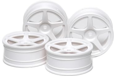 TAMIYA 171002 300053471 - Felgen, 4, schmal 5 Speichen Tour, Weiss/Opulenter Garten
