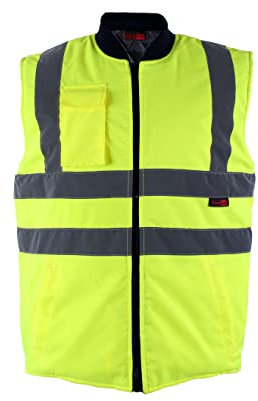 Blackrock Hi Vis Body Warmer Yellow/Navy Reversible Padded Gilet, Quilt Lined, Warm Work Body Warmer for Men and Women, Equestrian Hi Vis Reflective Gilet Security Safety Wear - Size Medium