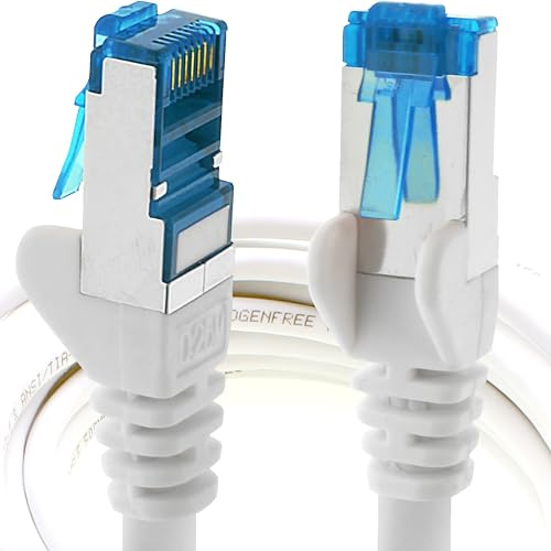 1aTTack.de 1m - CAT6a - network cable white - 1 piece CAT 6 A patch cable 10000 Mbit s SFTP PIMF 500 MHz compatible with CAT5 CAT6 CAT7 DSL Internet Switch Router
