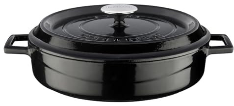 Lava Signature Mehrzweck-Schmorofen aus emailliertem Gusseisen, 3 1/2 Quart, Obsidian-Schwarz