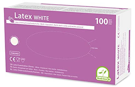 Medi-Inn Latex white Einmalhandschuhe gepudert weiß (S, 100 Stück)