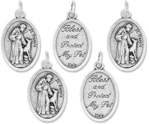 Gifts Catholic, Inc. 5 Stück Medaille St. Francis Protect and Bless My Pet Hund Katze 2,5 cm