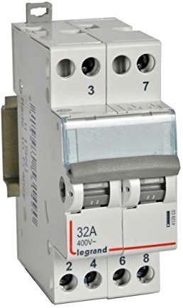 Interrupteur-inverseur modulaire double va-et-vient à point milieu 250V~ - 2 modules